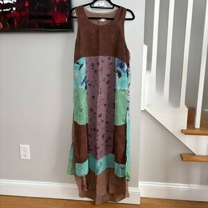 Vintage Citron Santa Monica floral Maxi Dress Sz M color block patchwork